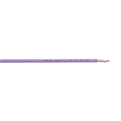 Profibus kabel L2 FRNC 2Y(ST)CH i violet med printet tekst "FRNC 87281 PROFIBUS L2-T, L2.2, FRNC 1X2X0,64 VL 150 OHM" på den ydre kappe.