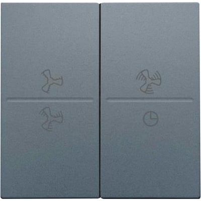 Niko tangent i steel grey med ventilationssymboler til 4-tryk betjening, viser to grupper af knapper.