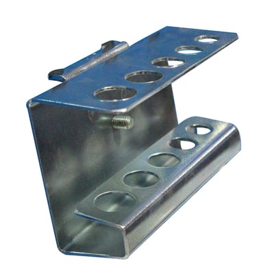 Maskinfabrikken Universal ophæng til spiralbor 8-13mm, fremstillet i metal med seks runde huller på en række og fire på en øvre vinkel.