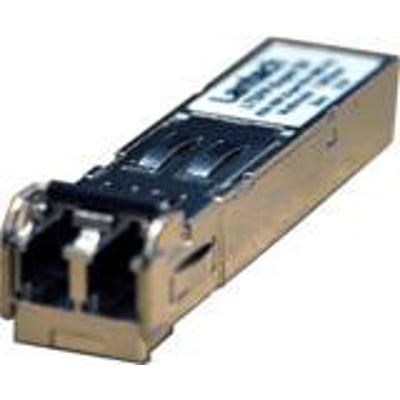 LanTech SFP-1G-E SFP-1000SX multi-mode transceiver i metal med label, der viser produktinformation og modelnummer.