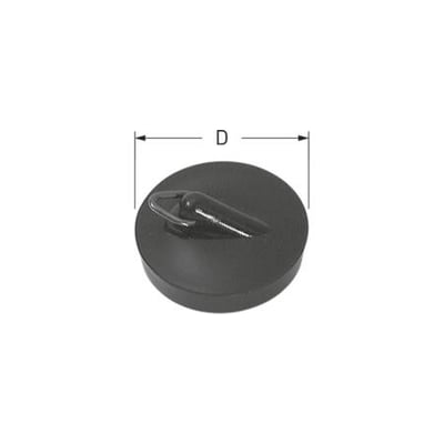 Gummiprop til vask med 43,5 mm diameter og en løkke til ophængning, vist på hvid baggrund med dimension angivet som D.