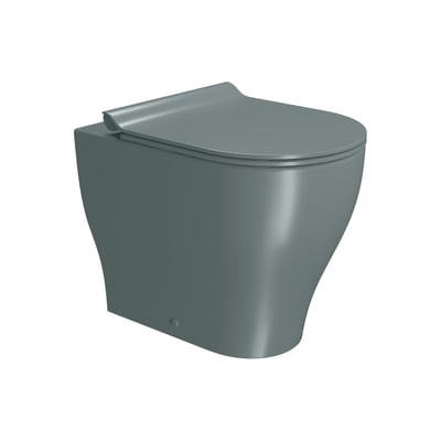 GSI Tono back-to-wall-toilet i mat agavegrøn med afrundet skål og låg, vist skråt forfra.