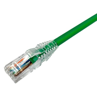 CommScope patchkabel KAT.6 U/UTP LSZH i grøn, 2,5m, med transparent RJ45 stik.
