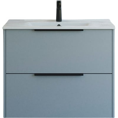 Dansani Mido+ Classic møbelpakke 81 cm i glat lyseblå mat med to skuffer og Amber vask med sort armatur.