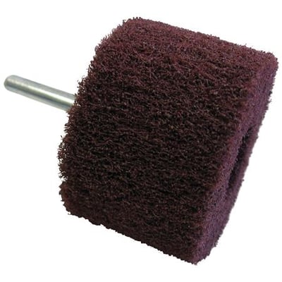 Tyrolit vlies vifte 60x30-6x40 A medium P i brun med metal spindel på hvid baggrund.