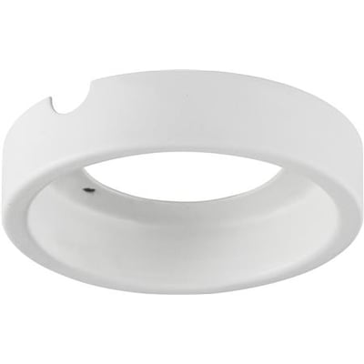Kitch påbygningsring i hvid aluminium med en udvendig diameter på 70 mm, beregnet til indendørs påbygget montering.