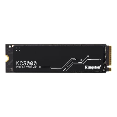 Kingston KC3000 NVMe SSD på 1024 GB med sort overside, M.2-format og PCIe 4.0.
