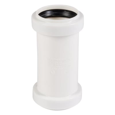 Nærbillede af Ostendorf HTP dobbeltmuffe 40mm i hvid, med tydelig mærkning af mærke og dimensioner.