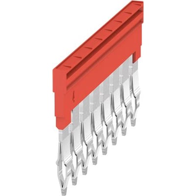 Weidmüller Laske ZQV 4N/8 RD er en rød laske med 8 PUSH IN fjederterminaler til elektrisk forbindelse.
