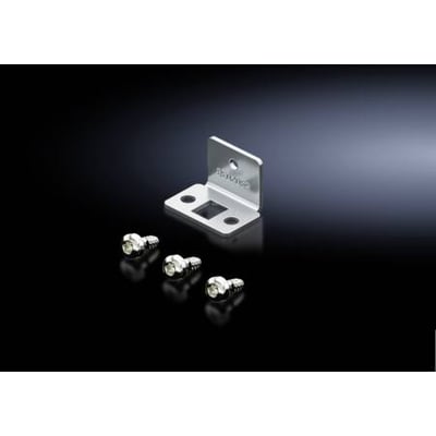 Rittal VX holdevinkel i galvaniseret stål med tre skruer, isoleret på en mørk overflade.