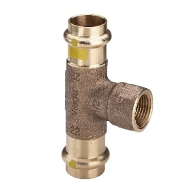 Viega Profipress G T-stykke i rødgods med dimensioner 54 x 1/2" x 54 mm, med tydeligt Rp-gevind og presstilslutninger.