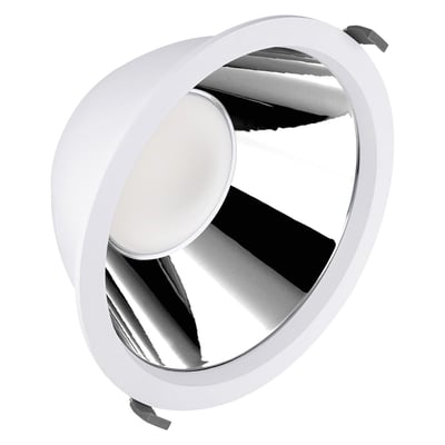 Ledvance CMF ZB Direct Easy downlight i hvid med opal diffuser og blank reflektor, 42 W og 5000 lumen.
