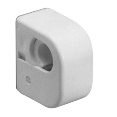 Enkel hvid rørbærer fra Purus, fremstillet af ABS-plast, designet til rør med en diameter på 22-28mm.
