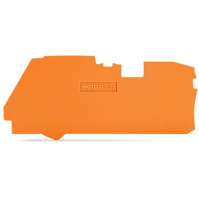 Wago TOPJOB S ende- og mellemplade i orange, 1 mm tyk, med indgraveret WAGO 2116.