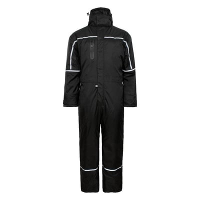 Lyngsøe Rainwear vinterkedeldragt LR7033 i sort, størrelse XS, med aftagelig hætte og refleksdetaljer.