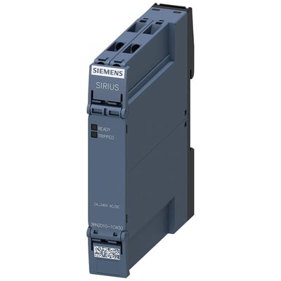 Siemens SIRIUS 3RN2 termistorrelæ i 17,5 mm kabinet med 24-240V AC/DC forsyning og 1 NO/1 NC kontakt.
