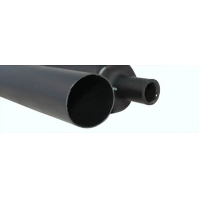 Dobbeltvægget sort krympeslange af polyolefin, 85/25 mm diameter og 1,2 meter lang.