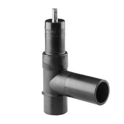 Georg Fischer ELGEF Plus topanboringsventil, 63x63 mm, i sort PE100, med indbygget bor og spindel for trykledning.