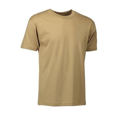 ID Identity T-TIME® T-shirt i sand farve, størrelse 4XL, med rund halsudskæring og fire-lags halsrib. Perfekt til daglig brug.