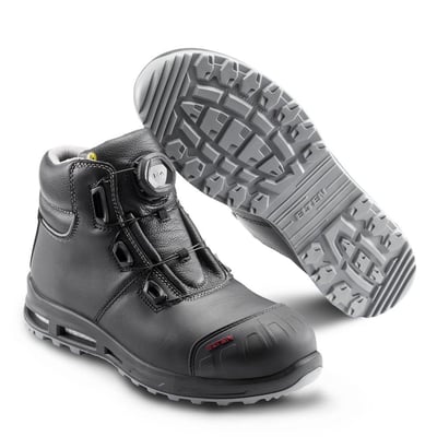 Elten Reaction XXT Pro BOA S3 sikkerhedsstøvle i sort læder med BOA-lukning og robust sål.