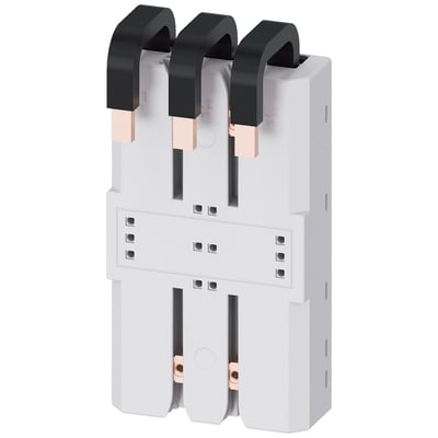 Siemens 8US2-adapter til busbarsystem, 3-polet og 144 A, med lyst hus og tre mørke tilslutninger øverst.