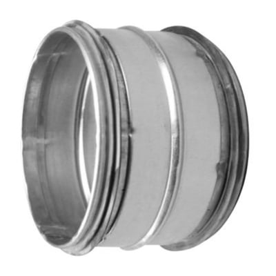 Galvaniseret nippel med en diameter på 315 mm, fremstillet af galvaniseret stål. Stålmaterialet er synligt.