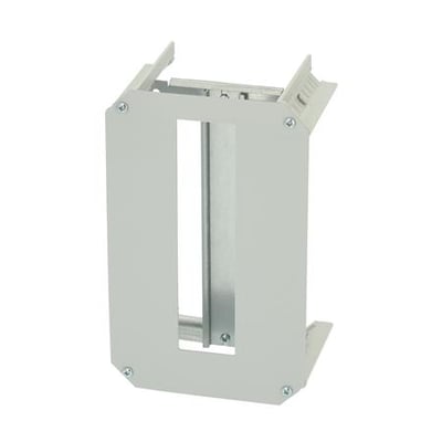 Fibox DIN ramme sæt til Arca vægskabe, 1 x 11 moduler, lavet af grå plast og metal, vist fra forsiden.