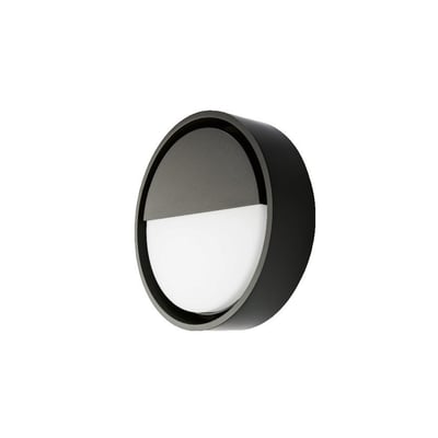 SG Armaturen Frame Round Wall LED lampe i sort aluminium med direkte lys, h77mm, ip66 og 3000k.