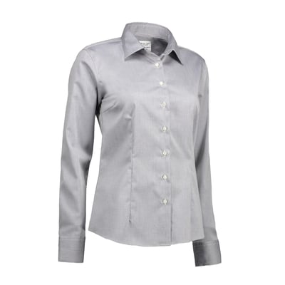 Seven Seas dame skjorte i silver grey twill med Non Iron finish og moderne, figursyet silhuet, størrelse 2XL.