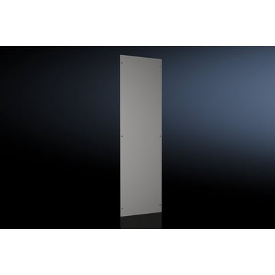 Rittal sideplade VX i rustfrit stål, 1800x400 mm, med fire synlige skruehuller på en mørkeblå gradient baggrund.