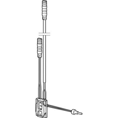 Stregtegning af Oras-sensor type 1018204V med ledninger og stik til sanitetsinstallationer.