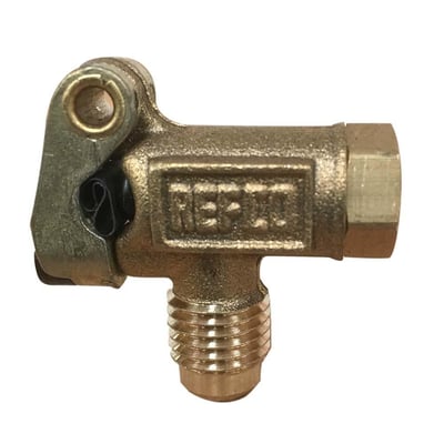 Refco LT-4G anboringsventil til 6 mm rør med 1/4-tommers tilslutning, set fra siden med gevindstuds.