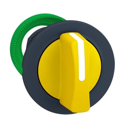 Schneider Electric Harmony XB5/ZB5 drejegreb i gul med hvid stribe, klar til montering i 30mm hul.