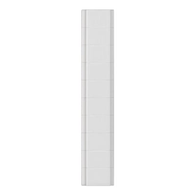Hvid, flad Siemens mærkeplade med snap-on montering, 3,5 mm klemmebredde, 1,5 mm². Stående format.