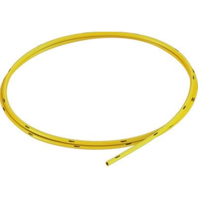 Festo trykluftslange PAN-8X1,25-GE i gul med en udvendig diameter på 8 mm, med synlige Festo logoer langs slangen.