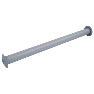 Karfa 400mm lang murgennemføring, 22mm diameter, set fra siden med fokus på de grå ABS rosetter og bøsningsrør.