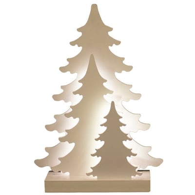 En ensfarvet hvid silhuet af to juletræer med 22 LED lys, isoleret på en hvid baggrund.