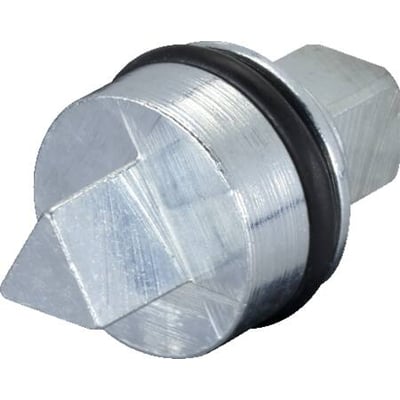 Rittal låseindsats SZ, en metalcylinder med en sort gummitætning og et firkantet udskåret håndtag.