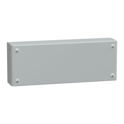 Schneider Electric klemkasse SBM i metal, måler 150x400x80 mm, IP66, IK10, RAL 7035 lys grå.