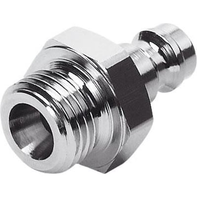 Festo koblingsstik KS3-1/4-A med indvendigt gevind og monteringsflange i blank metal.