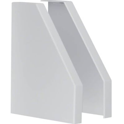 Hager endestykke til RK230 afdækningskanal i perlegrå, vist isoleret på hvid baggrund for at vise formen.