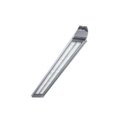 Crafter G2-armatur på 136 W med point linseoptik 90°, set skråt med lang, smal form og grå endestykker.