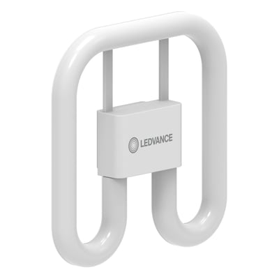 Ledvance Dulux LED square kompaktrør med hvidt, dobbeltbøjet rør, GR8-sokkel og effekt på 7 W.