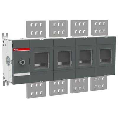 ABB OTHV2500E04 4-polet lastafbryder til 2500 A, set forfra med synlige tilslutningsplader.