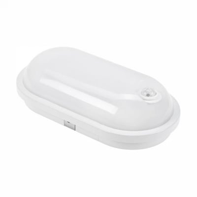 Hvid, oval Technic LED-lampe fra SpectrumLED med indbygget PIR-sensor og 20 W effekt.