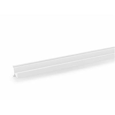 Nærbillede af enden af et hvidt PVC skillespor til Signa/Signo, der viser monteringsdetaljer.
