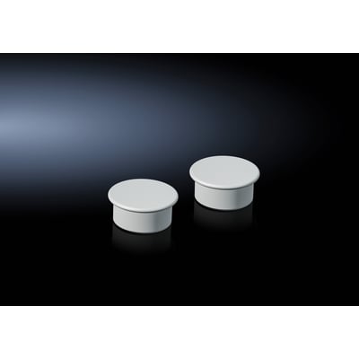 To Rittal VX nitter i hvid plast ses på en mørk, reflekterende overflade med dramatisk lyssætning.