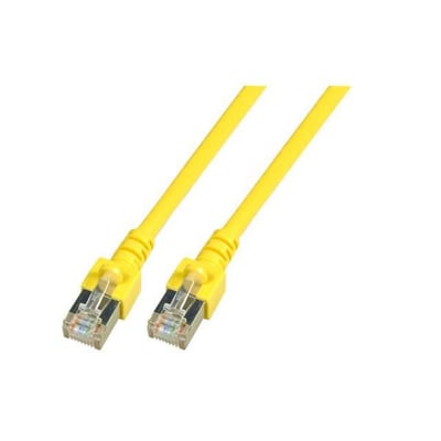 EFB Elektronik Cat.5e SF/UTP patchkabel på 1 meter i gul, med tydeligt synlige RJ45-stik og skærmet kabelisolering.