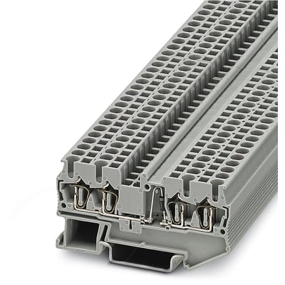 Tættere visning af Phoenix Contact ST 2,5-QUATTRO-DIO/R-L komponentklemme, fremhæver fjedermekanismen og diodeintegreringen.