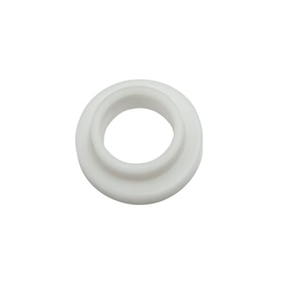 Isolator til lille hoved, hvid isoleringskomponent med centreret hulrum og to distinkte ringformede kanter.